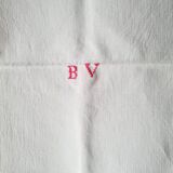 Striped and monogram linen tea towel