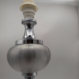Lamp base in brushed and chromed aluminum