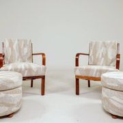 Pair of Art Déco Armchairs – Ash Wood & Ash Veneer Jacquard Fabric