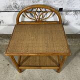 Wicker and bamboo bedside table