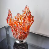 Red and white Seguso vase in Murano glass, Italy, 1960