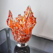 Red and white Seguso vase in Murano glass, Italy, 1960