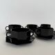 Vintage Set of 6 Arcoroc Black Glass Soup Cups and Saucers Set