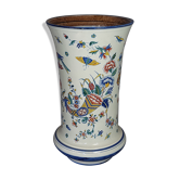 Vase Gien décor corne d'abondance, volatiles, papillons 1870 35 x20 cm sb