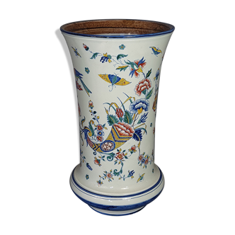 Gien vase decoration cornucopia of plenty, birds, butterflies 1870 35 x20 cm SB