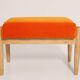 Vintage orange velvet stool mid-century, Edmund Homa, 1960s
