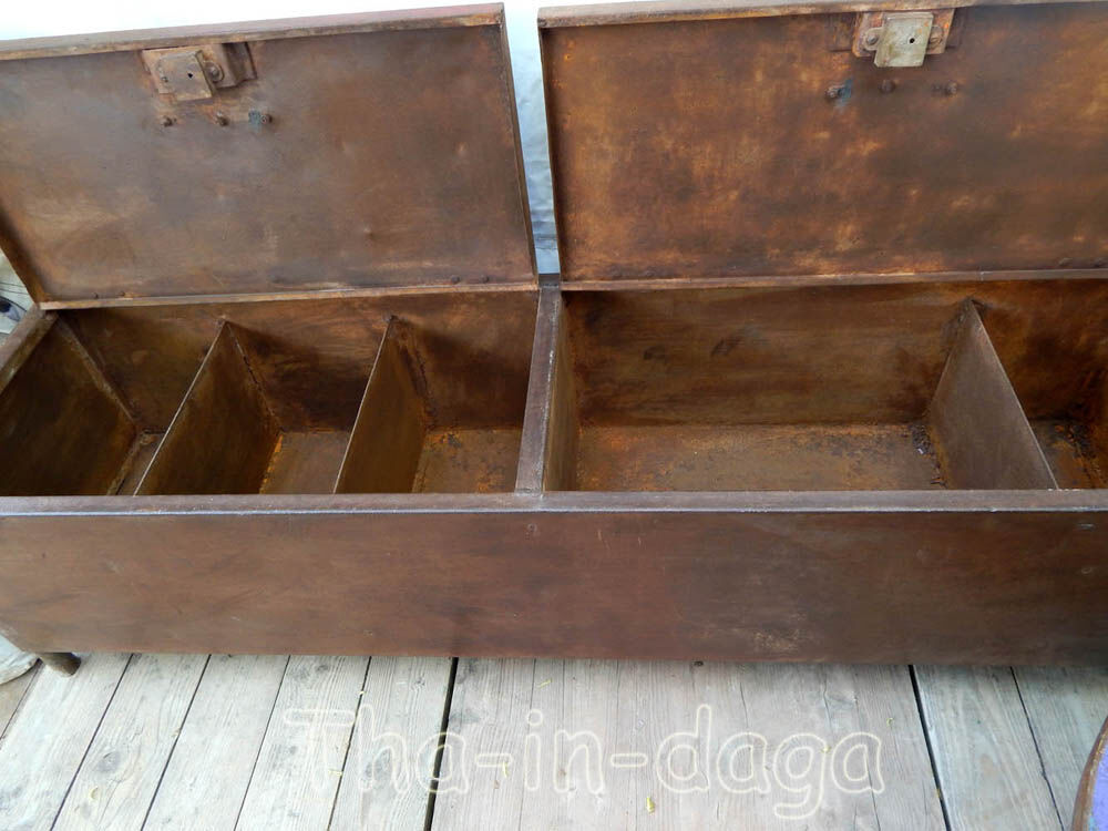 Long industrial metal low cabinet