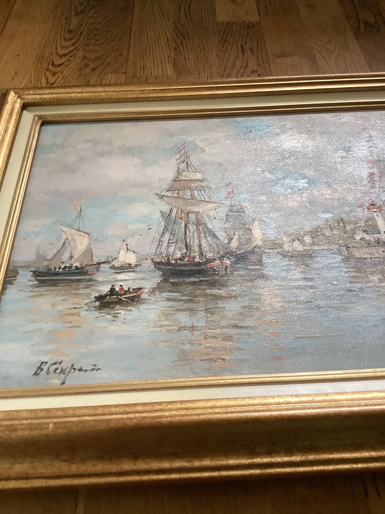 Oil painting on canvas signed, dimensions: height - 49cm - Width - 64cm -