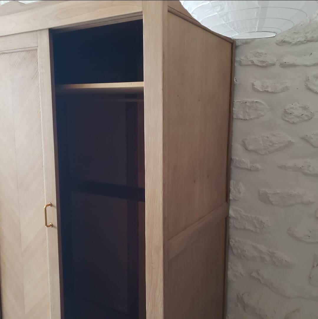 Vintage oak wardrobe with sliding doors