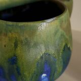 Small flamed stoneware pot