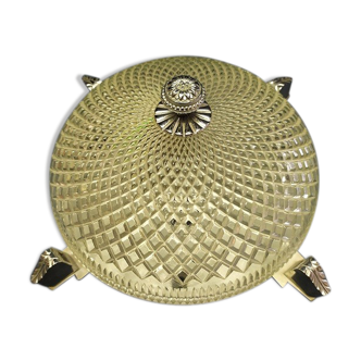 Globe lightened moulded glass and vintage antique stainless steel