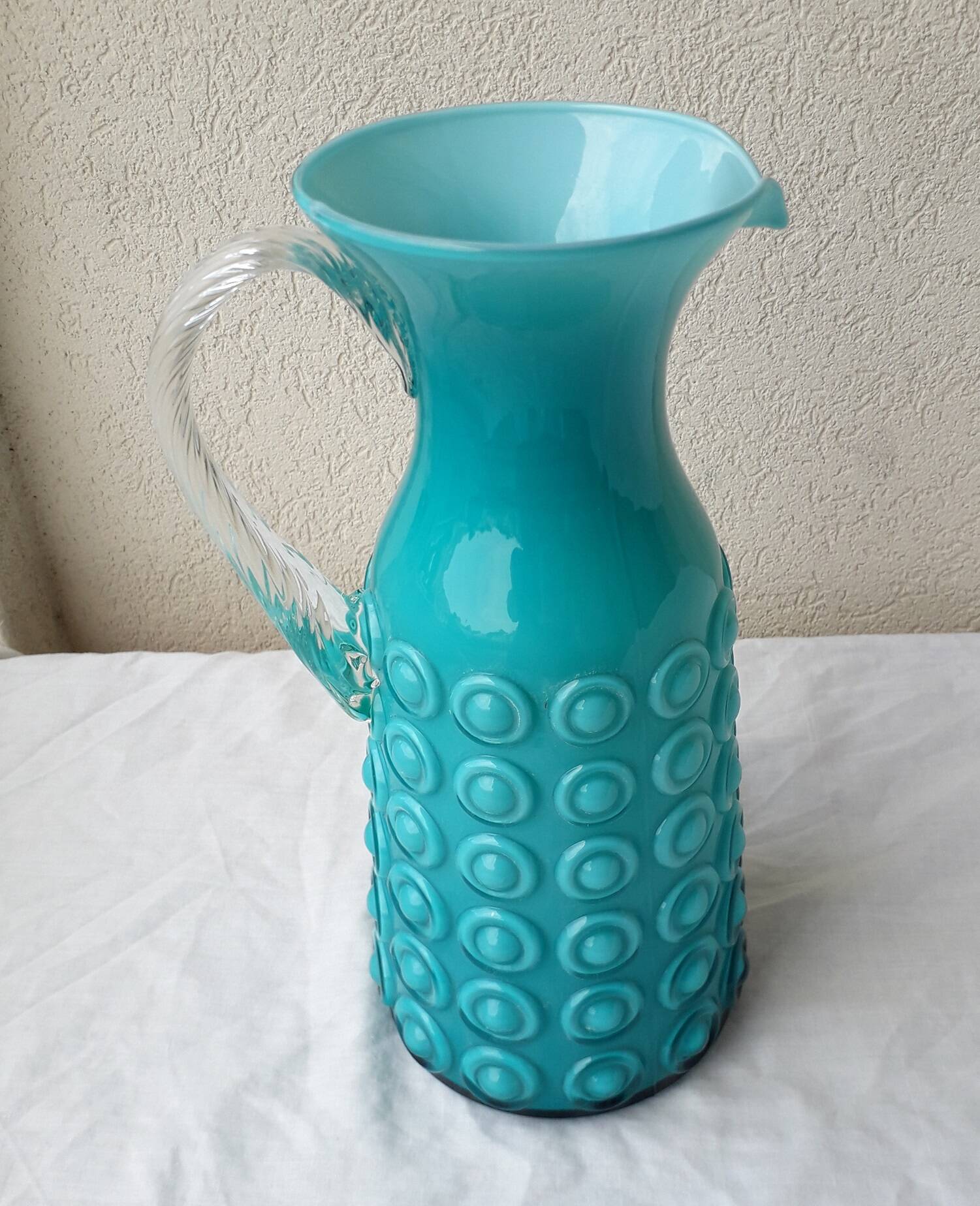 Pichet en opaline italienne turquoise