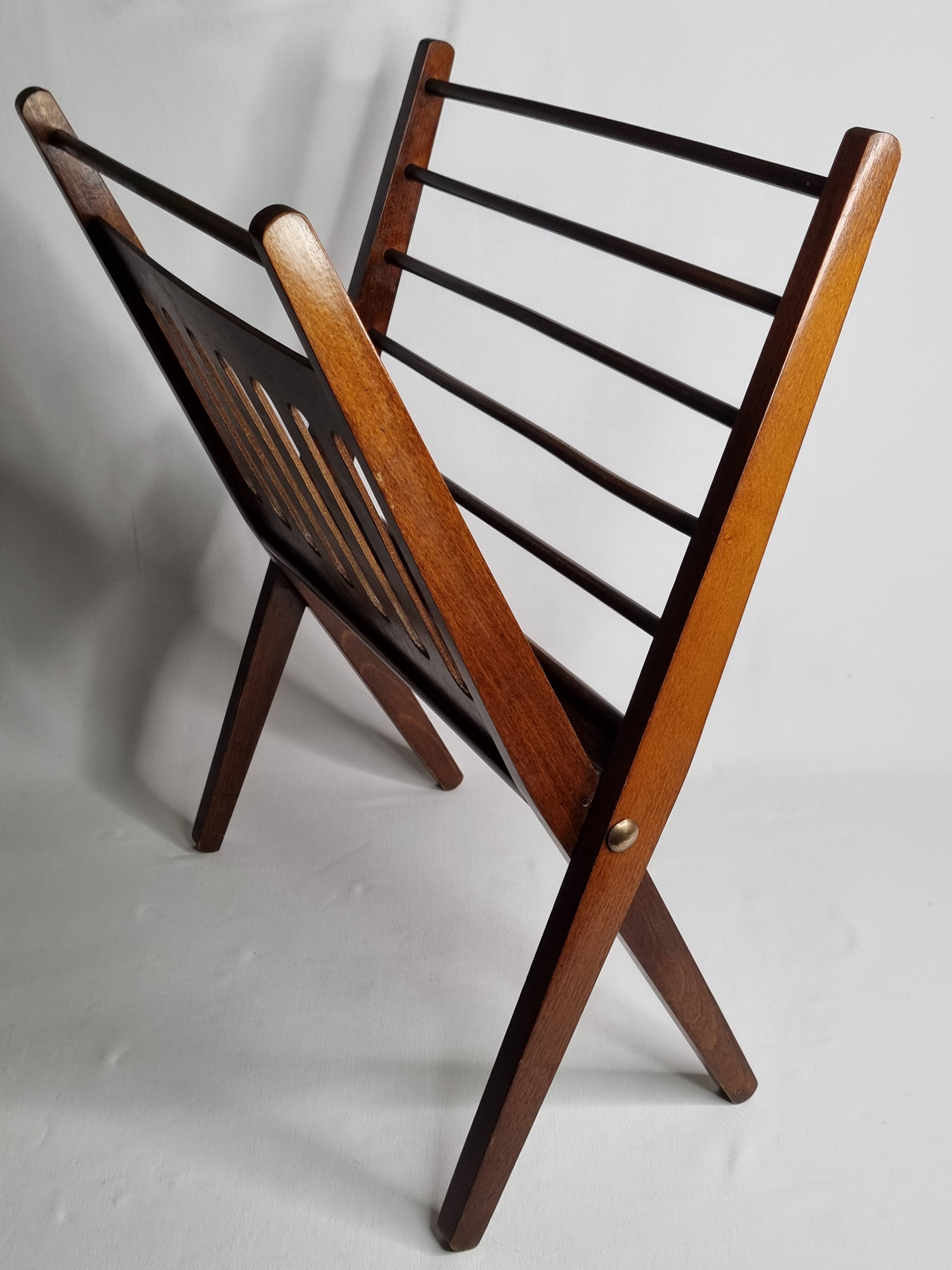 Folding teak magazine rack by Cees Braakman
