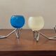 Pair of vintage candle holders 80s in stainless steel and glass paste