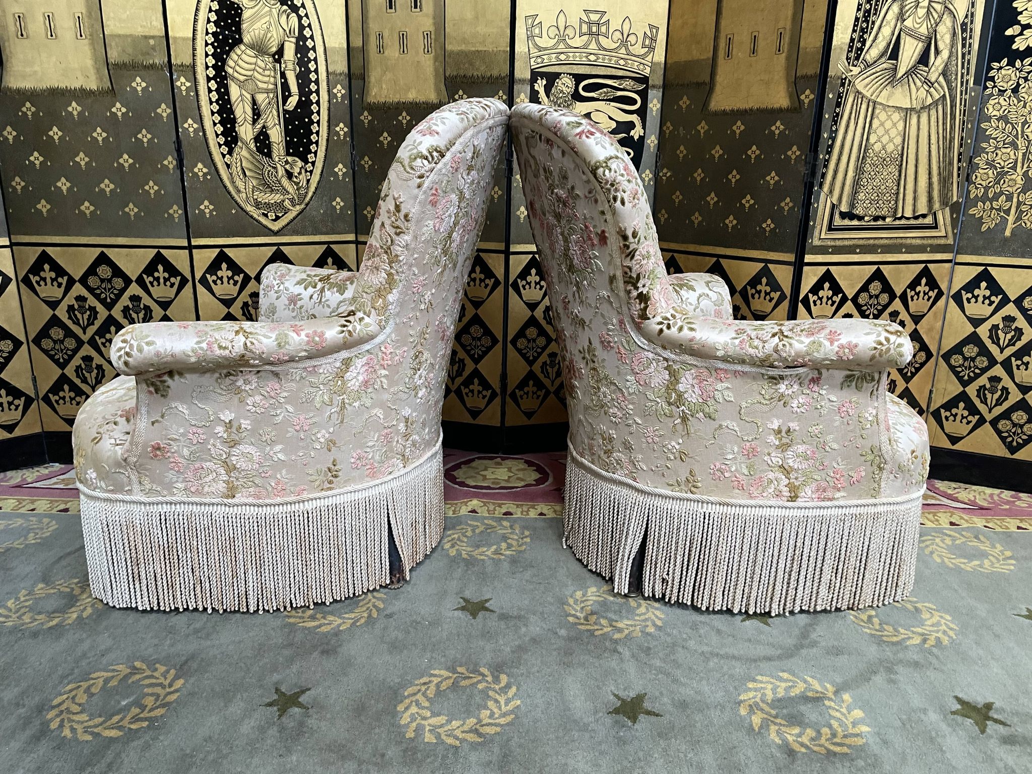 Paire de fauteuils chauffeuses Napoléon III