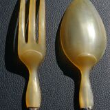 Carving Set + Salad Server Horn and Stainless Steel