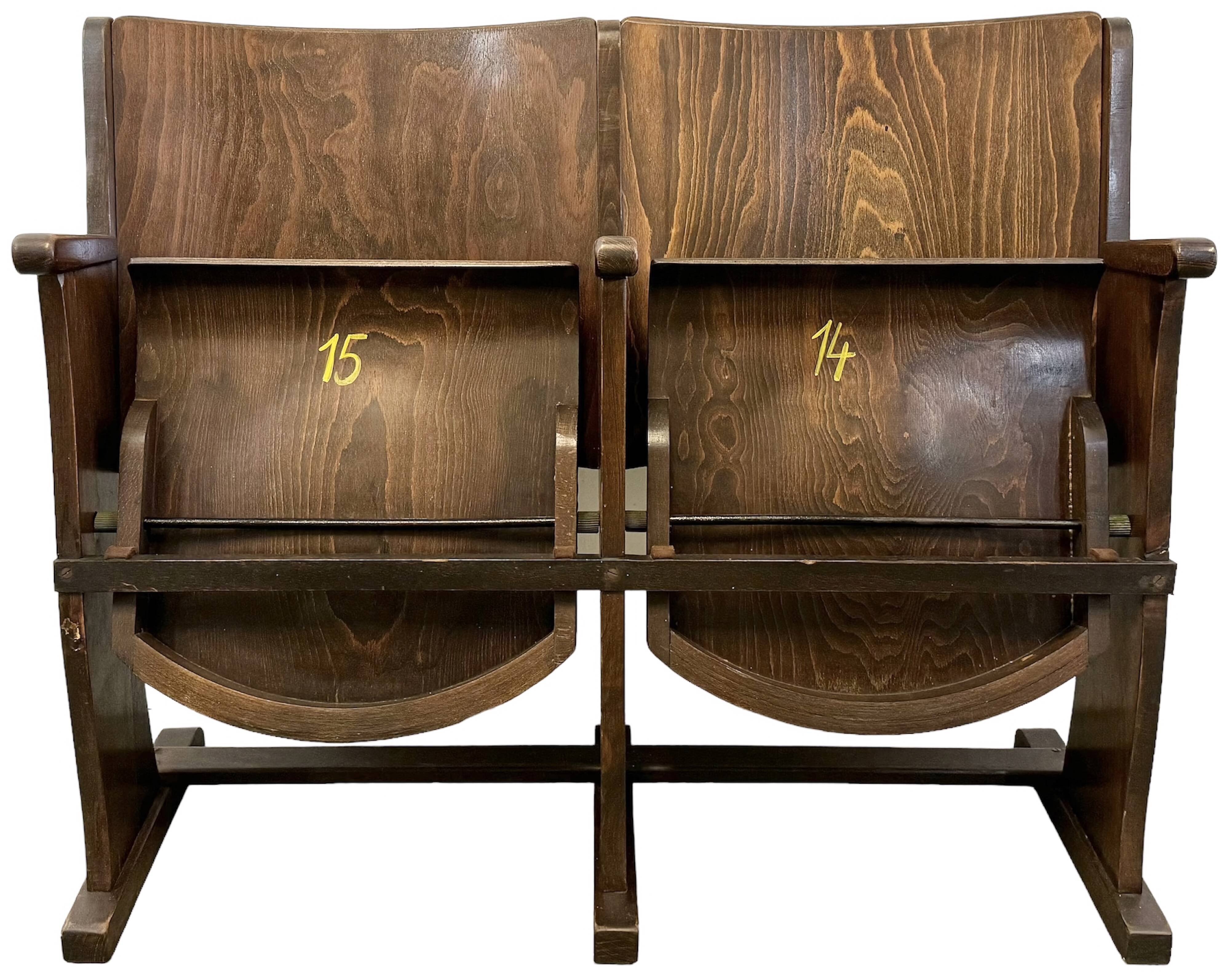 Vintage Two-Seat Cinema Bench from TON, 1960s