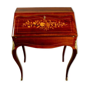 Bureau de pente marqueté de style Louis XV époque napoléon iii