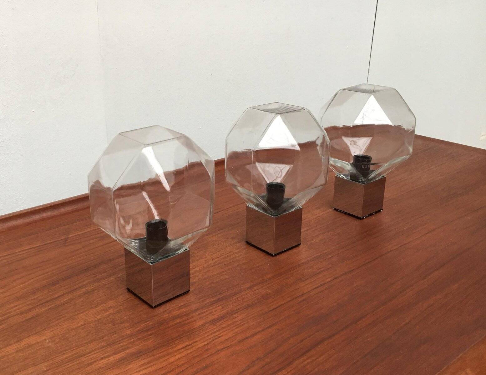 German Vintage Lamps Space Chrome and Glass by Motoko Ishii for Staff