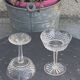 6 champagne glasses in glass and transparent crystal, antique chiseled