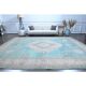 1960s Vintage Persian Handmade Wool Cotton Turquoise Area Rug 293x378