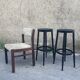 Tabourets peints en noir, set de 2