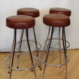 Pair of hockers, bar chairs 70s