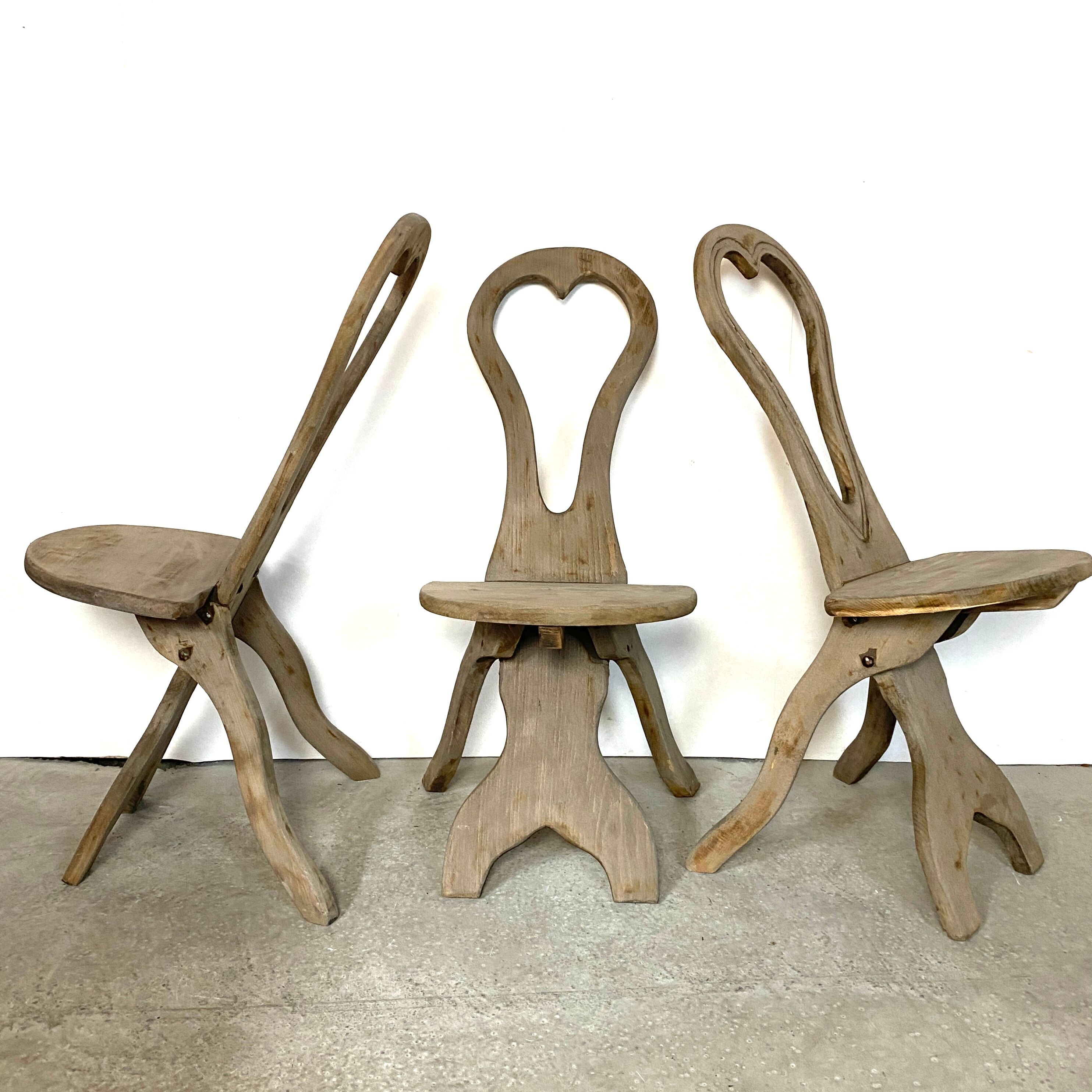 Set of 3 folk art chairs