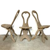 Set of 3 folk art chairs