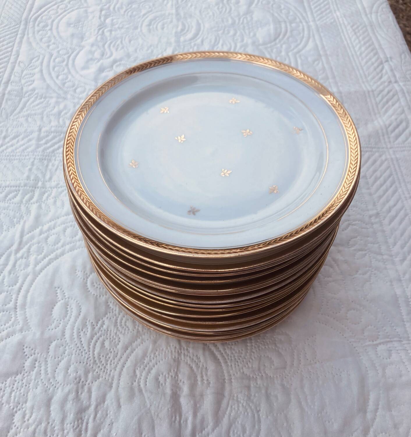 Set of golden Limoges plates