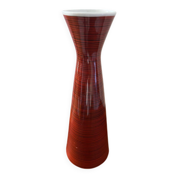 Vintage striped red vase (1950-1970) by the Metzler & Ortloff factory.
