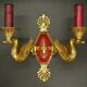 Paire d'appliques aux cygnes style Empire de chez Petitot - bronze & patine bordeaux
