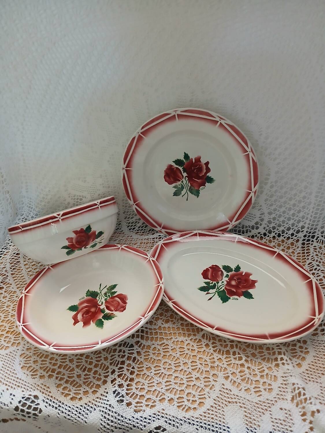 4 old dishes from Digoin and Sarreguemines