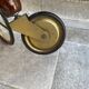 Round folding serving trolley with vintage bar marquetry on wheels, 1950s