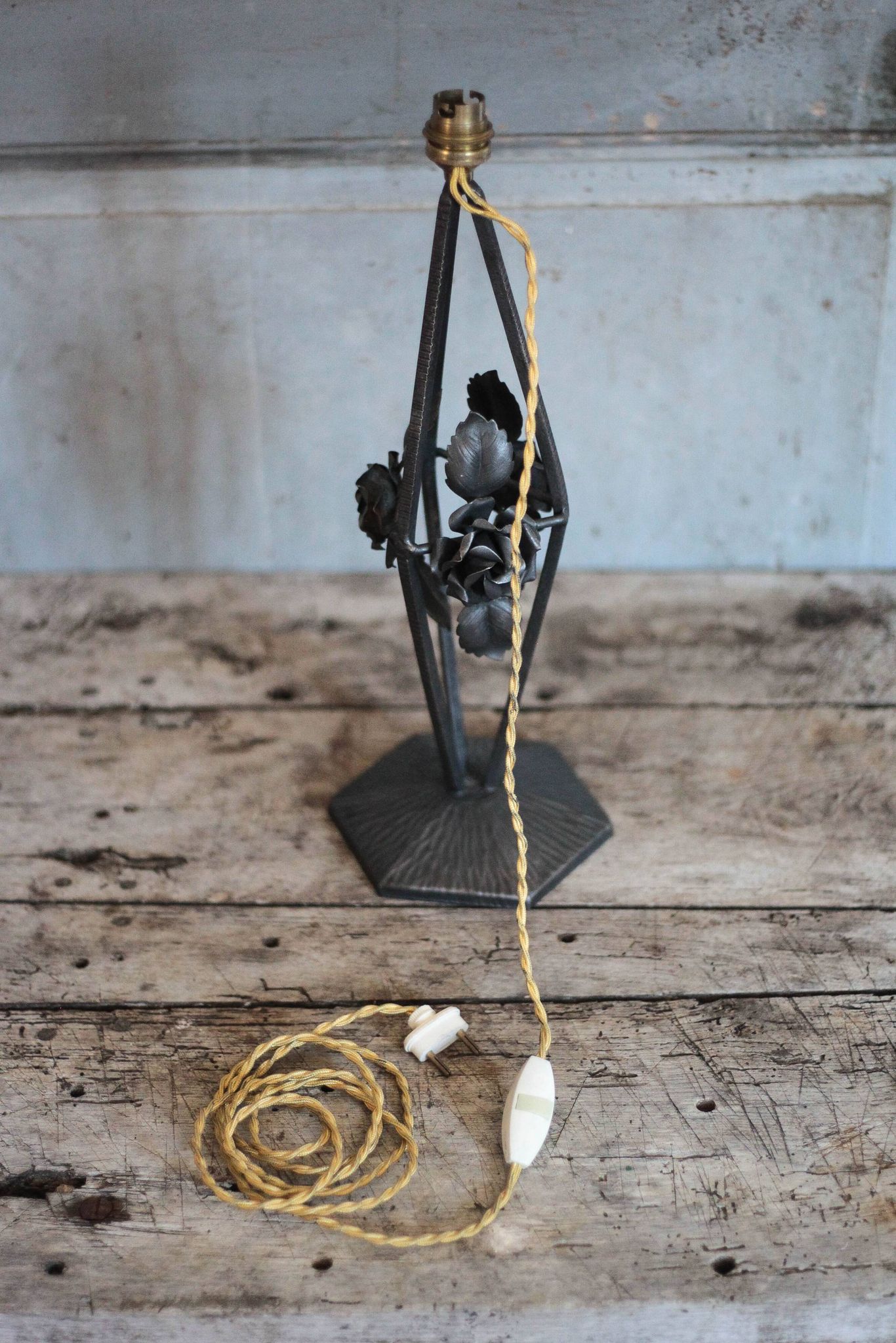 Vintage wrought iron lamp, table lamp, ironwork, lamp