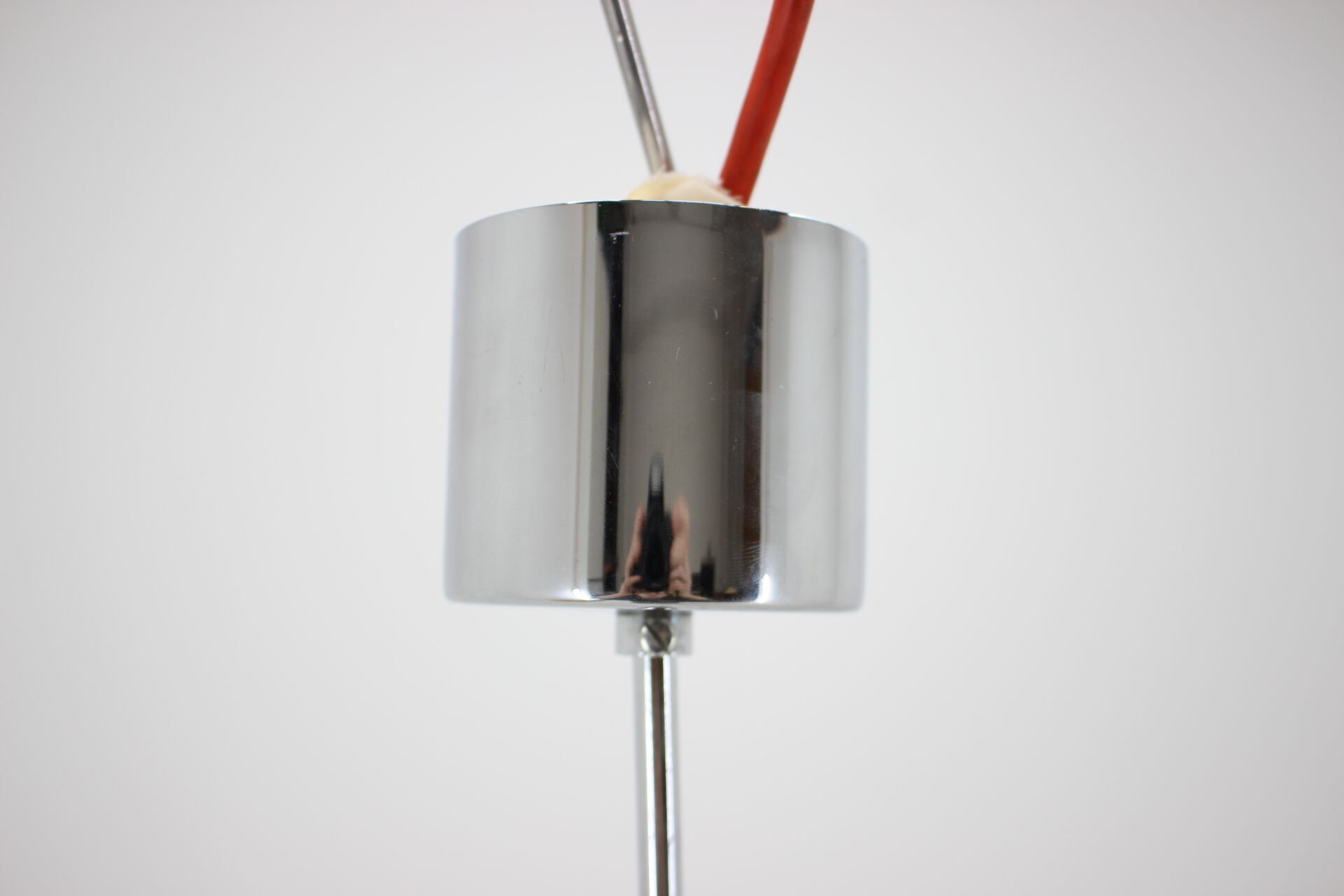 1970s Minimalist Black and Glass Pendant Light, Czechoslovakia