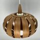 Scandinavian UFO Mushroom Pendants in Wood Veneer, 1970s