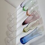Set of 6 champagne flutes in different colors and shapes