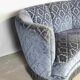 Art deco blue velvet banana sofa, denmark 1950s