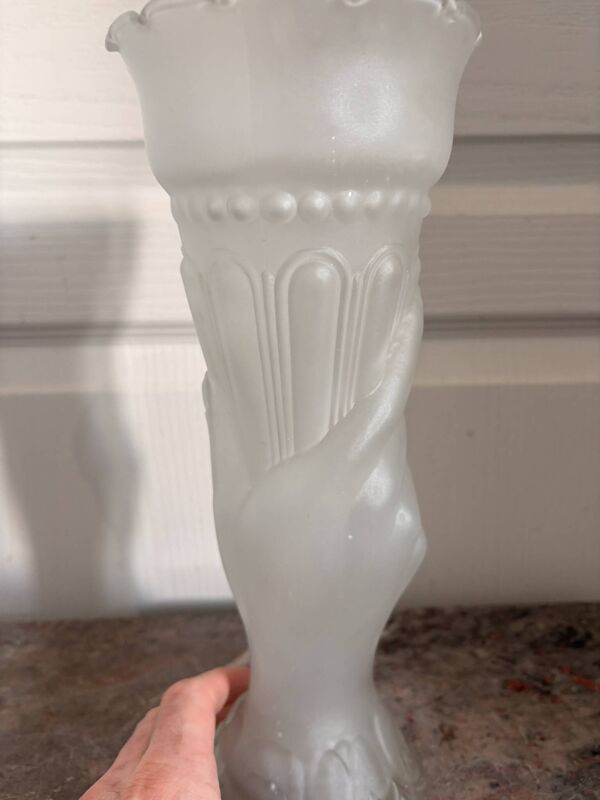 Ancien Vase Verre Moulé LEGRAS Art Déco Main Flambeau Vintage