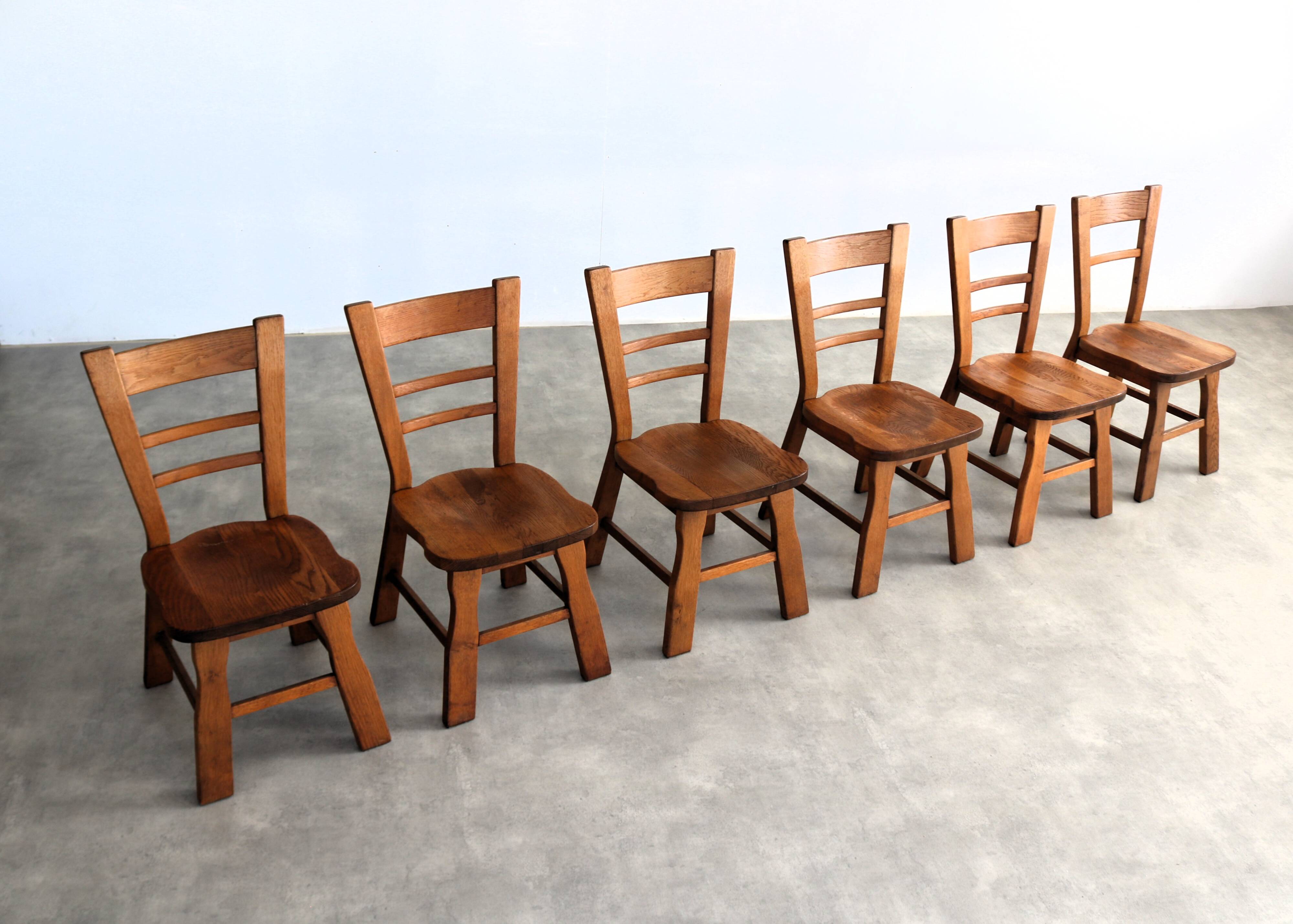 ensemble de 6 chaises à manger brutalistes