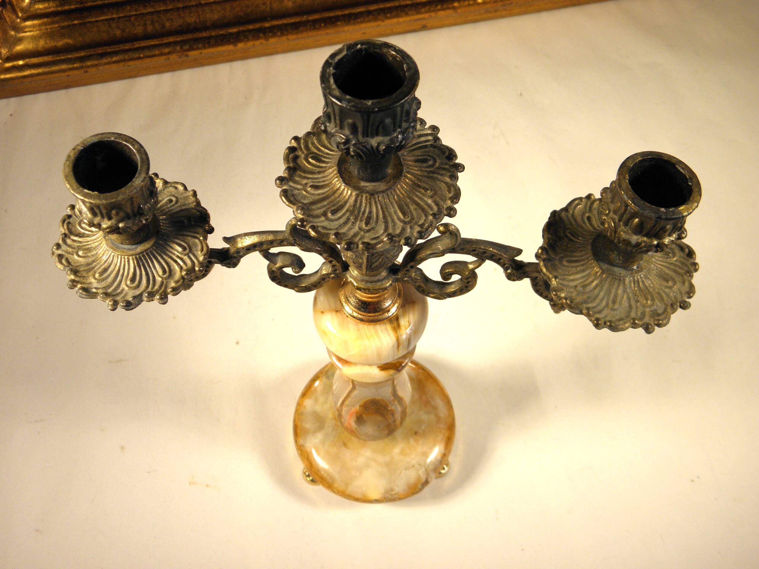 Three-light onyx chandelier