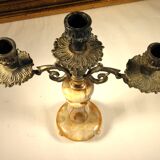 Three-light onyx chandelier