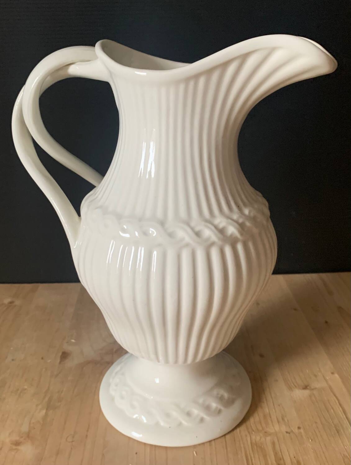 Gien earthenware white pitcher