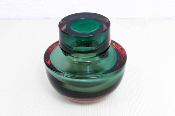 Vase Sommerso en verre de Murano vert 1970