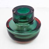 Sommerso vase in green Murano glass 1970