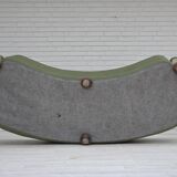 1970s, Danish 3-seater curved sofa, furniture velour, beech wood legs.