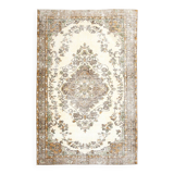 5x8 Brown & Cream Handmade Oriental Turkish Rug,166x252Cm
