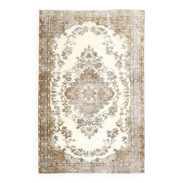 5x8 Brown & Cream Handmade Oriental Turkish Rug,166x252Cm