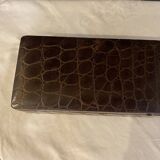 Box in wood and brown color lizard skin old rectangular box